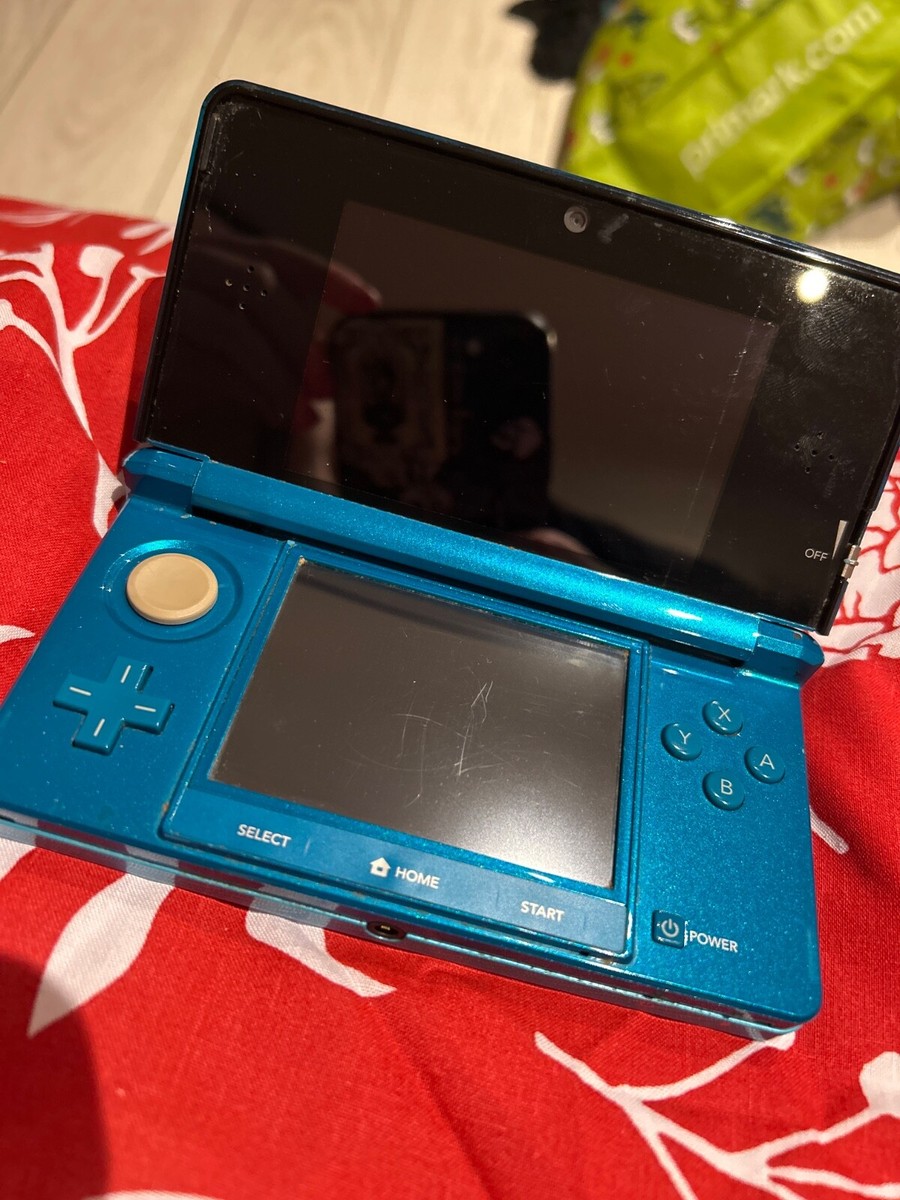 Nintendo 3DS Aqua Blue Handheld System- Cable not included, good