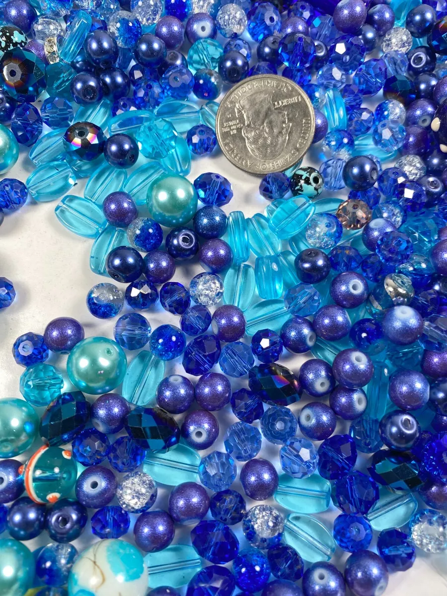 Glass Beads, assorted shapes, 6-12mm, 1-LB, Mixed