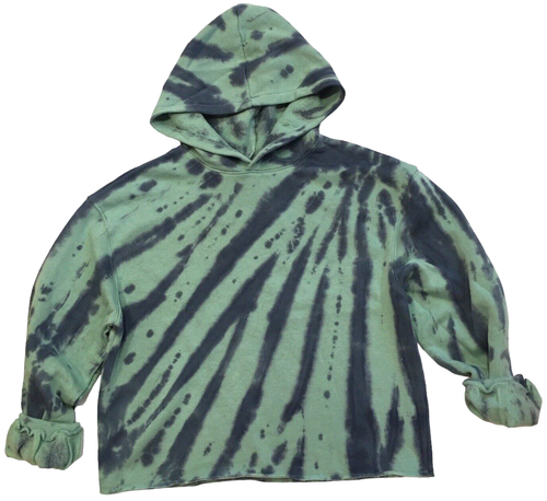 Art Class New Girl's Size XL (14/16) Green Tie Dye Hooded Raw Edge Cropped