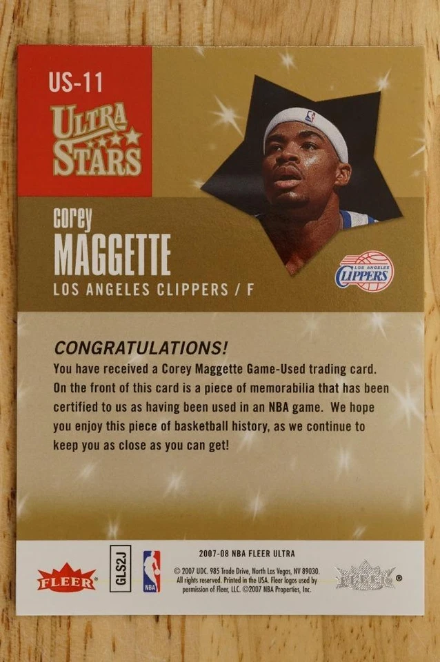 2007-08 Fleer Ultra US-11 Corey Maggette Game Used Jersey Patch LA Clippers - Image 2 of 2