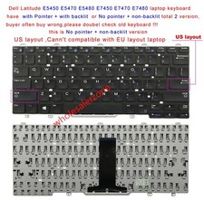 Dell 3340 3350 E5470 E7450 9Z.NB2UW.A01 NSK-LKAUW 094F68 US keyboard No pointer