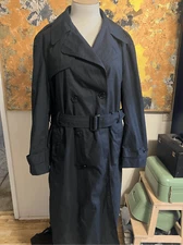 DPSC Whaling Mfg Co Made In USA 44R Trench Jacket Black Lined Removable