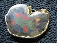 AGATE STONE FORD CLASSIC CAR T MODEL BELT BUCKLE VINTAGE RARE 1970s USA
