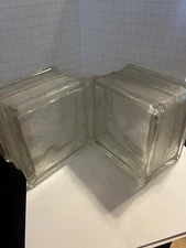 Decora Glass Block 5.25X5.25X3.75"  New Wavy Brick NOS USA, Set Of 2