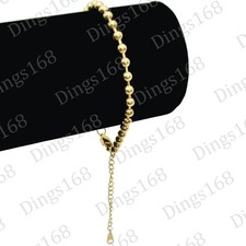 18K Yellow Gold Filled Traditional 4mm Bead Chain Bracelet 7/9 inch Tarnish-Free