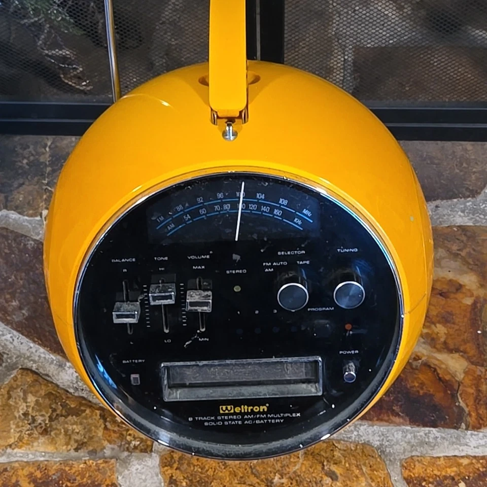 Reproductor/radio Weltron "Space Ball" vintage años 70 8 pistas modelo 2001 naranja LEER Foto 3 de 4