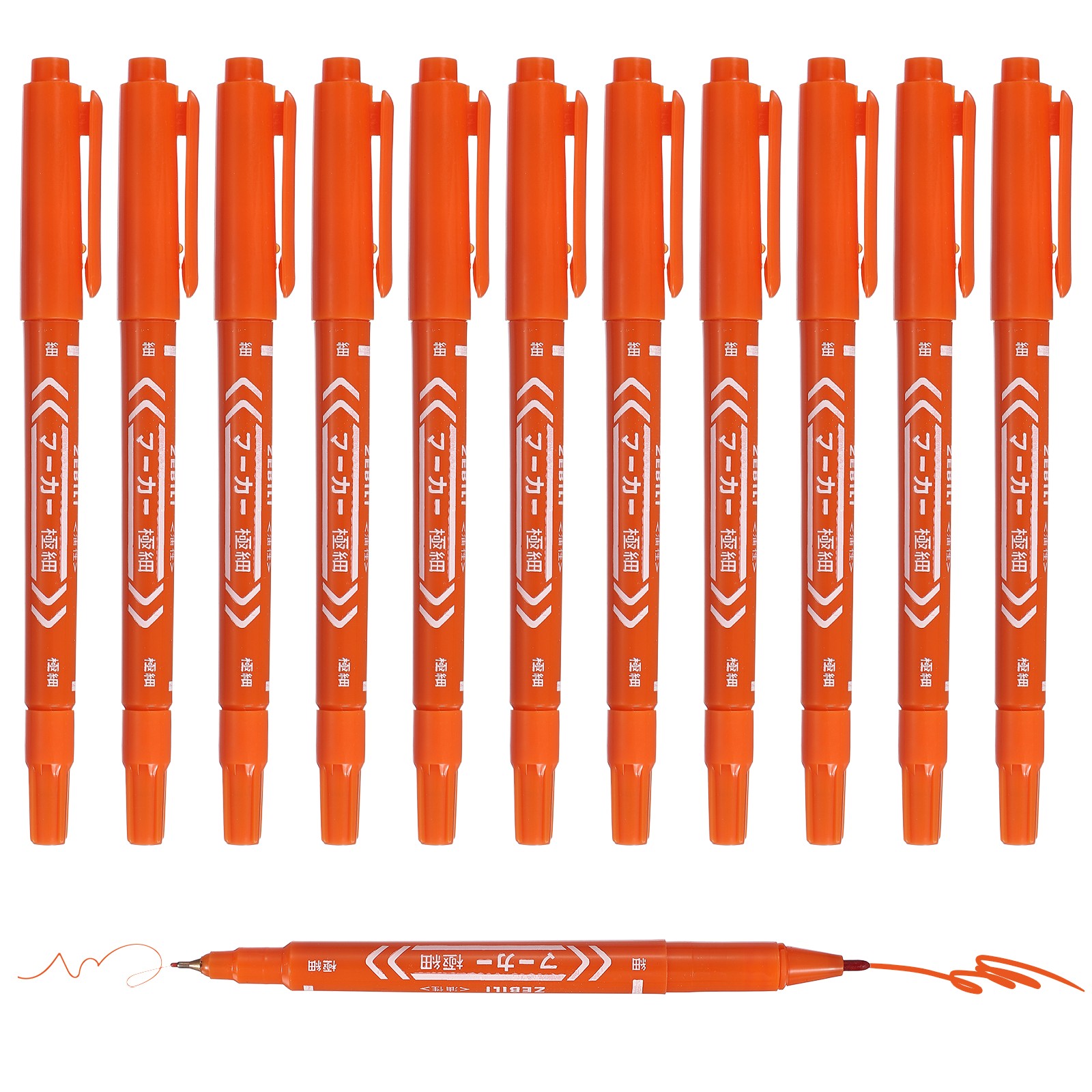 12 Pack Orange Fine and Ultra Fine Point Twin Tip Permanent Markers