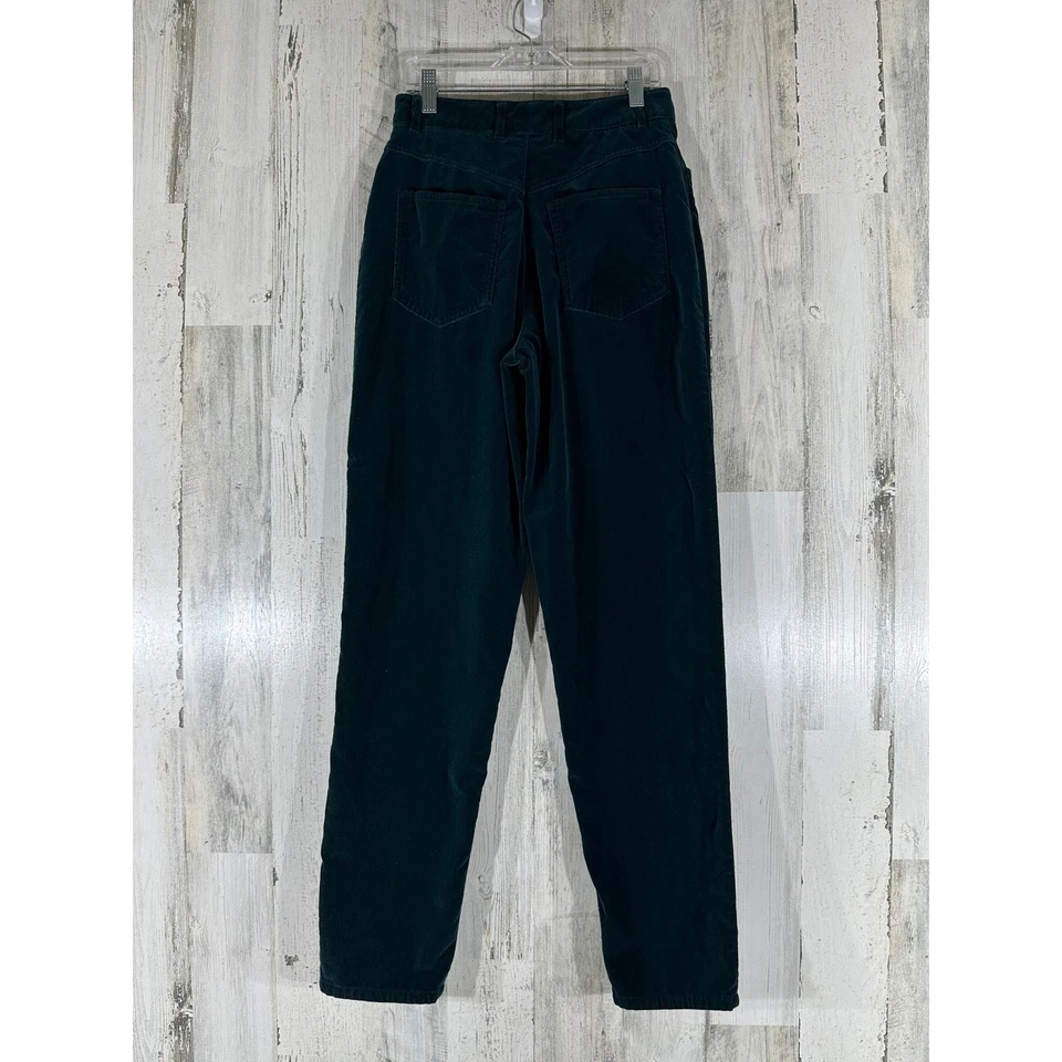 Pantalones de terciopelo Talbots talla 6 (26x30) tiro alto pierna cónica verde azulado oscuro algodón Foto 4 de 4