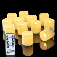 12 Pack Flameless LED Votive Tealight Candles with Timer Remote