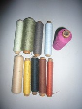 10 bobines de fil coton couleur filature mercerie usine déco support bois