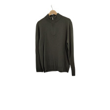 Quince Men Mongolian Cashmere Quarter Zip Sweater Moss Sleeved Top L