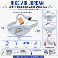 Image of Nike Air Jordan Script Logo Crossbody Waist Bag Light Blue BNWT