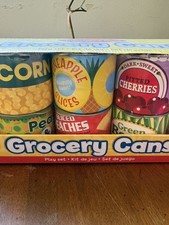 Melissa  Doug Toy Grocery Cans Kitchen Food Set with Detachable Lids NEW in Pkg