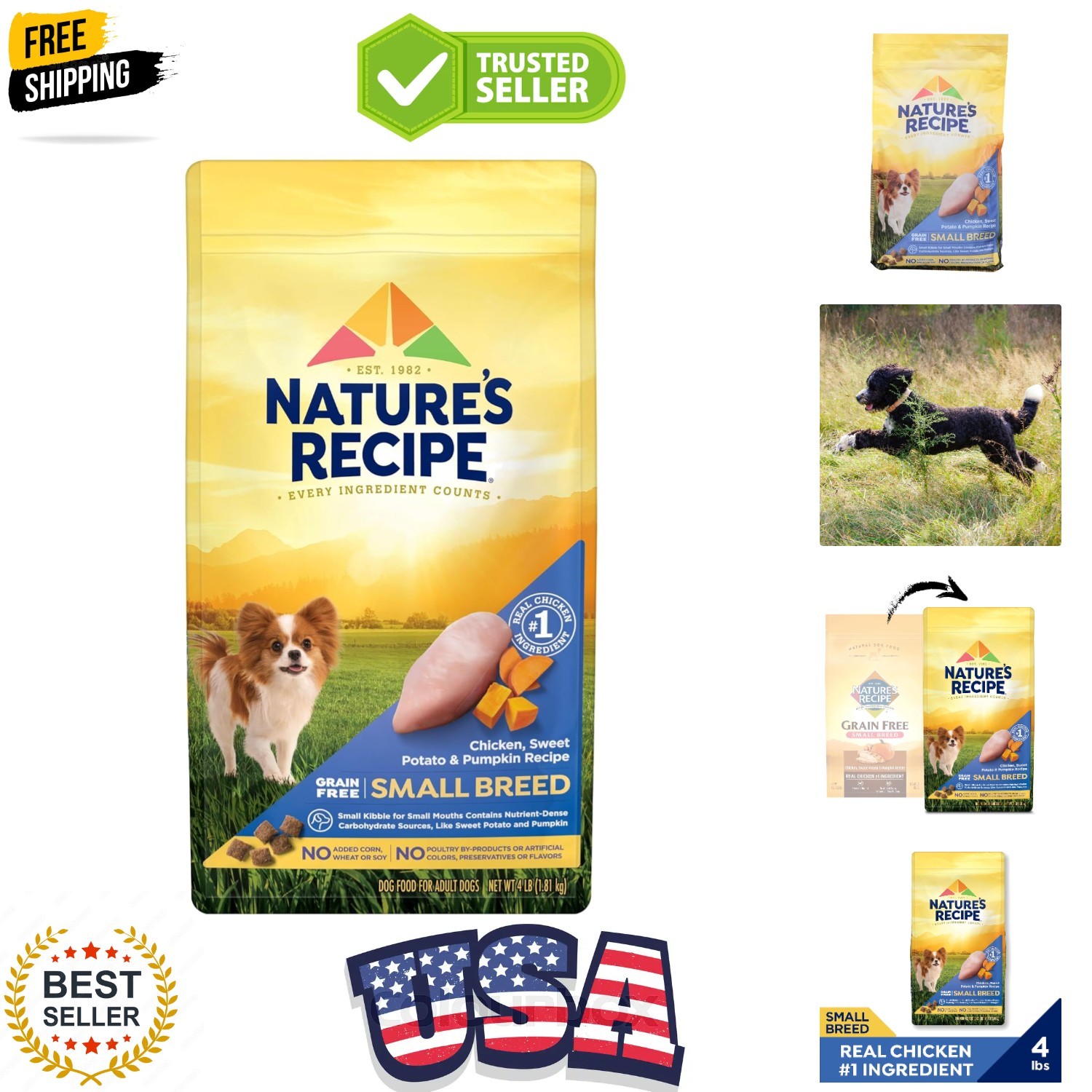 Grain Free Small Breed Dry Dog Food, Chicken, Sweet Potato &