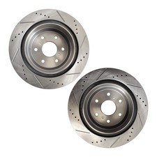 2 Pcs Rear Drilled Disc Brake Rotors For Chevy Avalanche Silverado 1500 Suburban