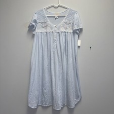 Vintage Barbizon Sleepwear Blue Nightgown Embroidered Flowers NWT Size L