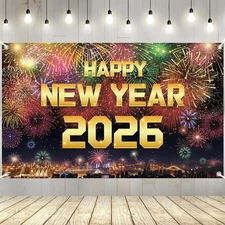 Happy New Year 2026 Banner New Years Eve Party Supplies Decorations 72 X 44 Inch