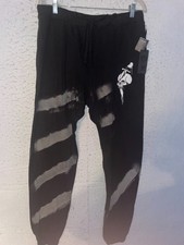 Ed Hardy Skull  Dagger Knife Distressed Stripes Sweatpants Men  s M Y2K Goth NEW