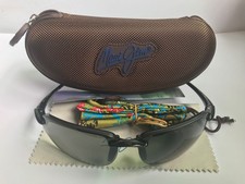 MAUI JIM HO'OKIPA POLARIZED Rimless SUNGLASSES 407-02 Gloss Black/ Neutral Grey
