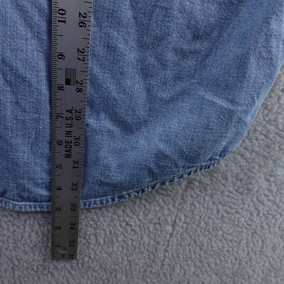 Camisa informal vintage Eddie Bauer para hombre XL azul denim con botones manga larga Y2K Foto 4 de 4