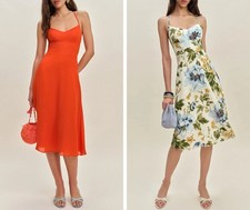 Women Reformation V-neck Backless Slim Fit Slip Midi Dress