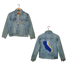 Levis Big E Denim Jacket Chain Stitch Embroidered California Type 3 RARE Mens SM