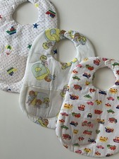 Assorted Lot Vintage Handmade Baby Bibs Lot Of 3 Alphabet Vehicles Stars 0-6 Mos