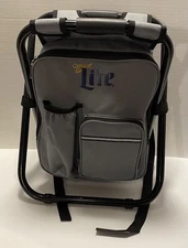 Miller Lite Backpack Insulated Folding Cooler Chair Stool Sunglasses Opener READ