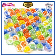 90Pcs Glass Marbles Bulk 14mm Cat Eye Design Medium Beads Game Toy Lot