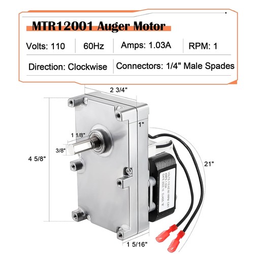 Hiorucet MTR12001 Auger Motor Replacement for Kozi Model 100, 100 Insert, 100 XL - Picture 3 of 8