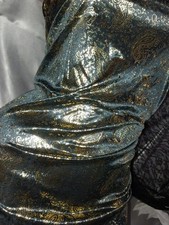 VTG SATIN SHINY LIQUID FOIL GOLD BLK CAMEO BABYDOLL NIGHTIE NIGHTGOWN NOS L