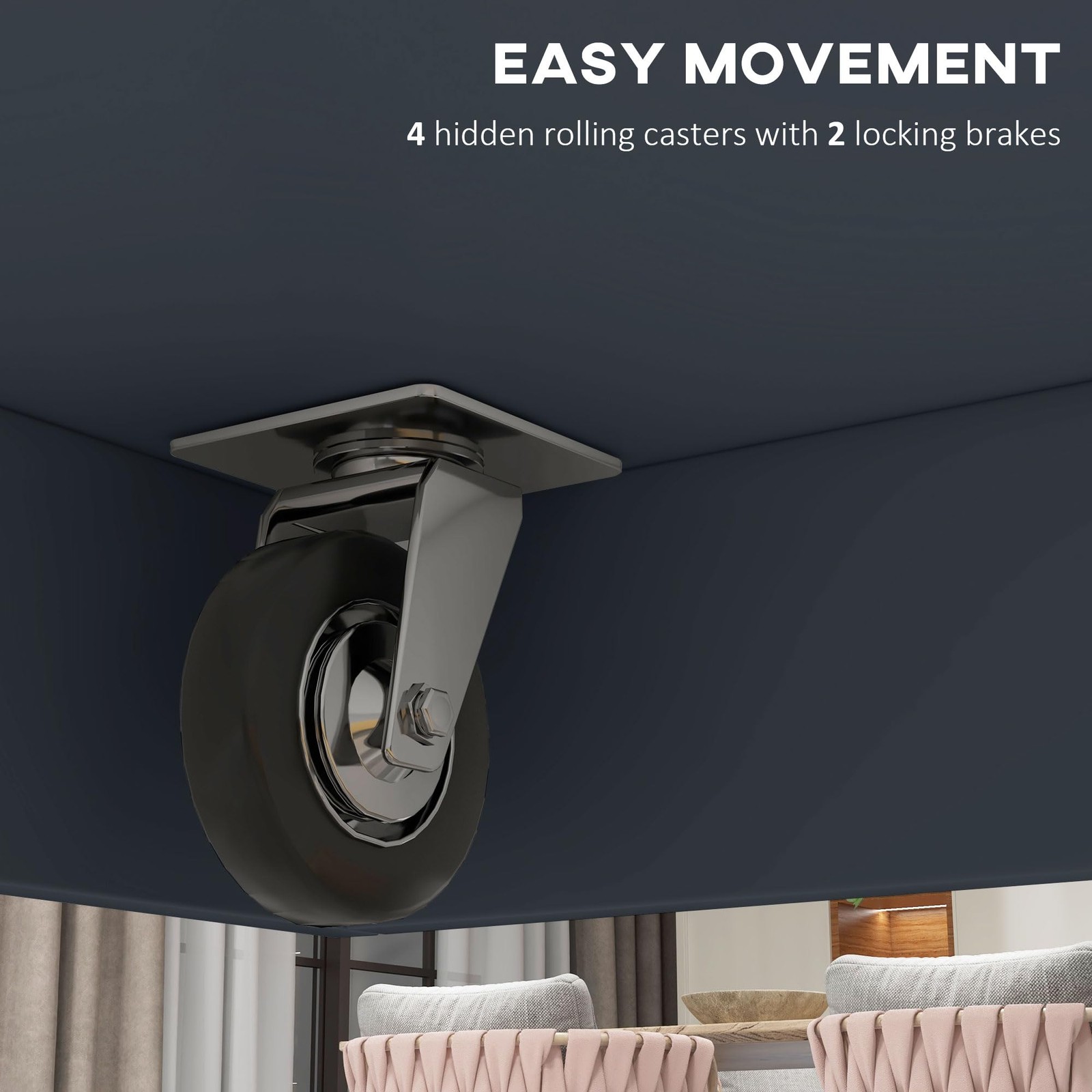 Rolling Kitchen Island with Drop Leaf Wood Breakfast Bar, Farmhouse Kitchen C...