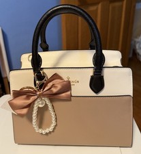 Ribbon Bow Keychain Pearl Wristlet Keychain Charm Champagne Gold
