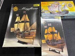 Lot of 3 Model Kits Heller 1/200 Golden Hind Mayflower 80828 1/150 Santa Maria 8