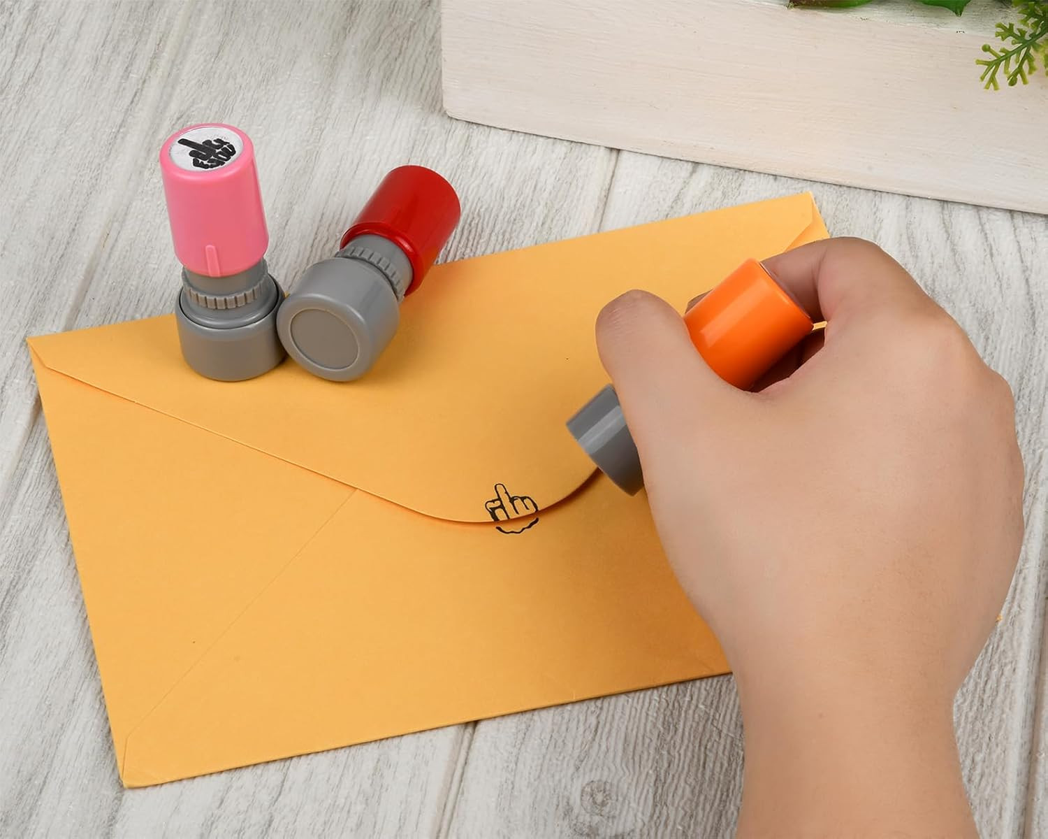 Funny Stamps Set of 3 Styles Middle Finger Self-Inking Stamps Prank Gifts for Me