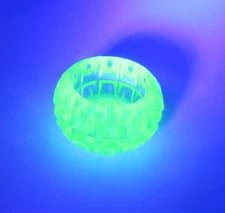 VTG. VASELINE URANIUM GLASS SALT CELLAR ROUND GLOWS