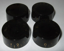 Les Paul Control Knob Set BLACK with Gold Numbers 4x Controls SG Custom Build