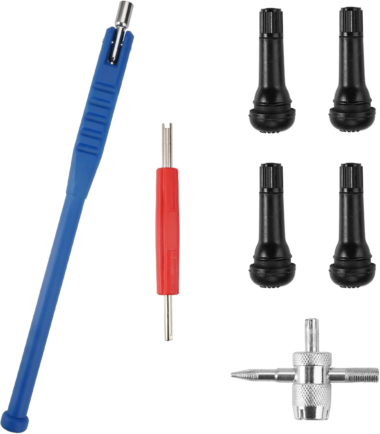 Set Di Attrezzi per Valvole Pneumatici, 7 Pezzi Attrezzo Smonta Valvole Smontava
