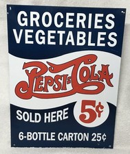 Vintage PEPSI COLA Metal Advertising Sign 16" Inches by 12" Inches