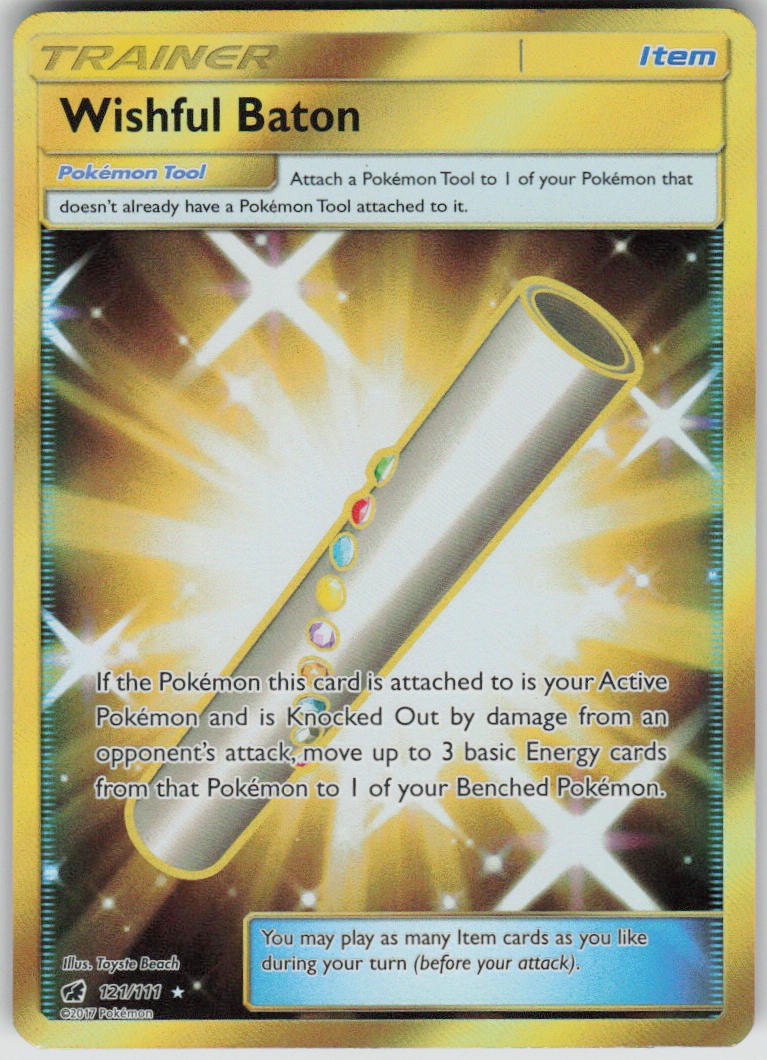 Pokemon Wishful Baton (Secret) Secret Rare SM - Crimson Invasion 121/111 NM