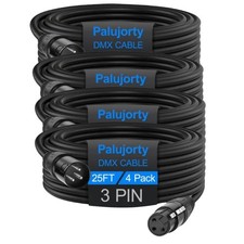 4 PCS 25 FT Coiled 3 Pin DMX Cable For DJ Lighting Fixtures Stage Show