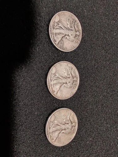 1940s Walking Liberty Half Dollars 90% Silver AU - Lot Of 3
