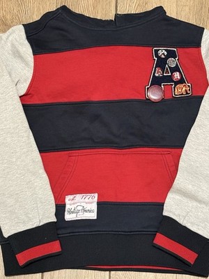 Stripped Graphic Hoodie, With Big Lettering And Patch,
