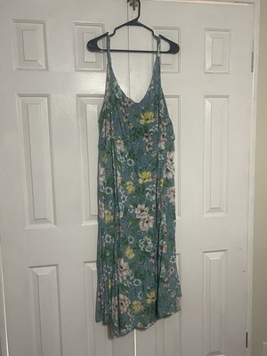Torrid Plus Size 6 Floral Slip Dress Midi V-Neck Sleeveless Blue Multi