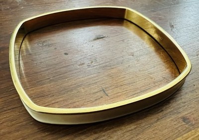 Vintage Monet Square Cream White Enamel Bangle Bracelet Gold Tone Signed