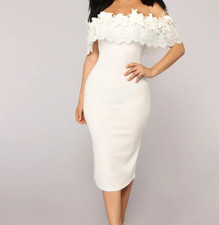 Fashion Nova Womens White Midnight In Moscow Dress Size M