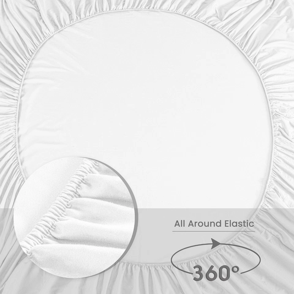 Paquete a granel de 12 sábanas planas blancas de bolsillo profundo para sábanas ajustables de calidad de hotel Foto 4 de 4