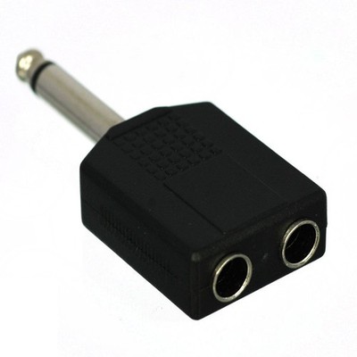 6.35mm 1/4 Inch Mono Male to 2 Female Splitter Adapter - 1/4 TS Male to Dual ...