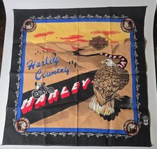 HARLEY-DAVIDSON 90s Vintage Bandana NOS- Made In USA- "Harley Country" W/Eagle