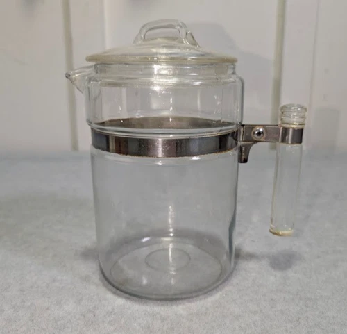Vintage Pyrex 9 Cup Flameware 7829B Glass Coffee Pot Percolator Pot & Lid Only